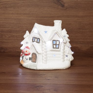 Фотография товара 'Neon-night Керамическая фигурка Домик со снеговиком, 26.2х9.5х23.3 см 505-007'