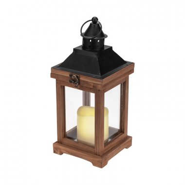 Фотография товара 'Neon-Night 513-075 Декоративный фонарь со свечкой, корпус из дерева, размер 14х14х35cм'