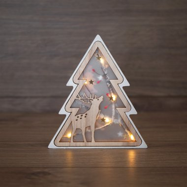 Фотография товара 'Neon-night Деревянная фигурка с подсветкой Подвесная елочка, 16х2х18 см 504-029'