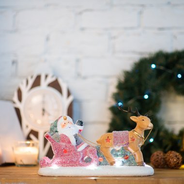 Фотография товара 'Neon-night Керамическая фигурка Дед Мороз в санях, 30.5х12.2х17.2 см 505-029'