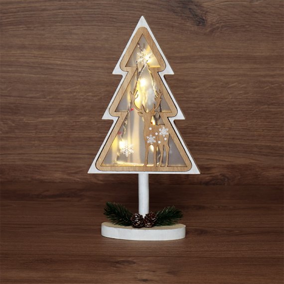 Фотография товара 'Neon-night Деревянная фигурка с подсветкой Елка на подставке, 14,5х5х30 см 504-028'