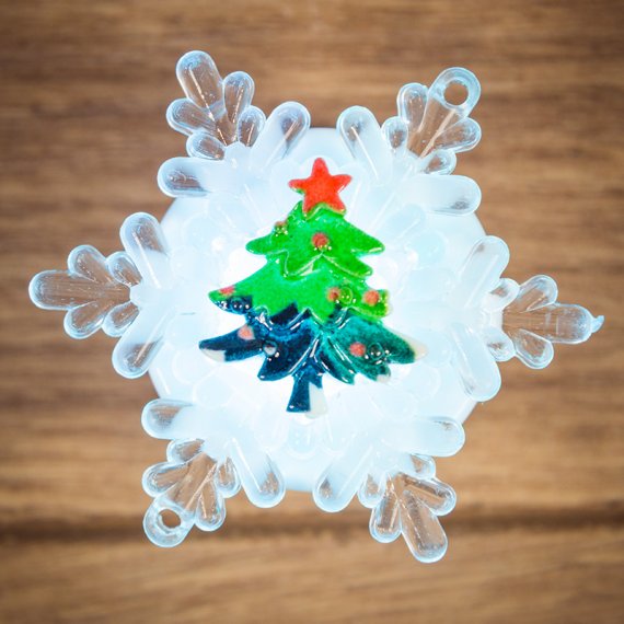 Фотография товара 'Neon-night Елочка на снежинке RGB на присоске, 9,5*9,5 см 501-037'