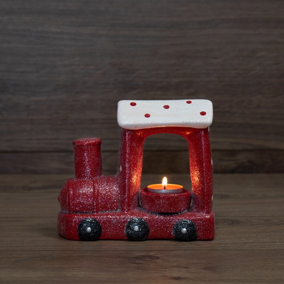 Фотография товара 'Neon-night Керамический подсвечник Паровоз, 17.1х7.1х14.7 см 501-070'