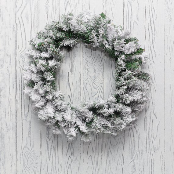 Фотография товара 'Neon-night Заснеженный еловый венок &#216; 60 см, ПВХ, 307-148'