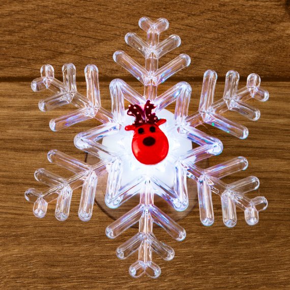 Фотография товара 'Neon-night Олень на снежинке RGB на присоске, 9,5*9,5 см 501-036'