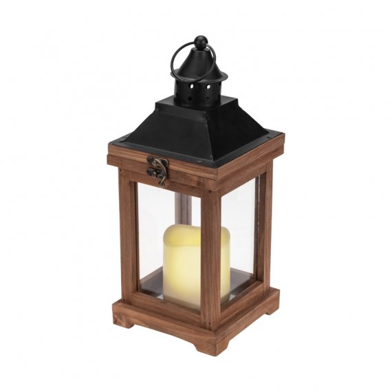Фотография товара 'Neon-Night 513-075 Декоративный фонарь со свечкой, корпус из дерева, размер 14х14х35cм'